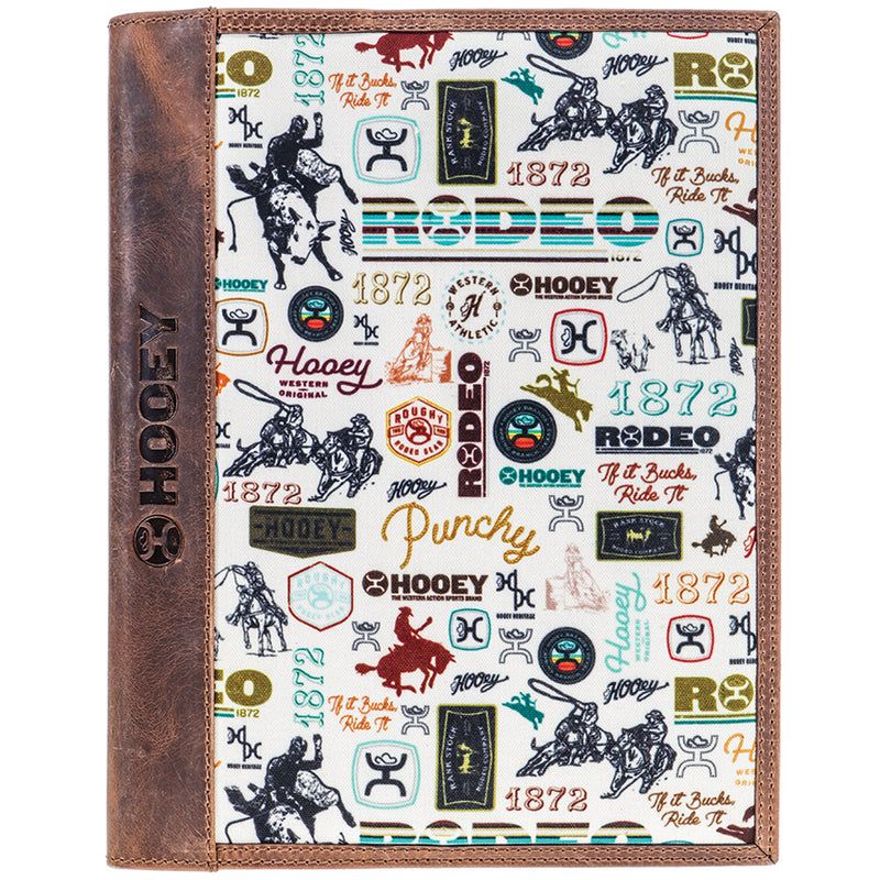 "Hooey Rodeo" Leather Notebook Cover Cream Rodeo Pattern