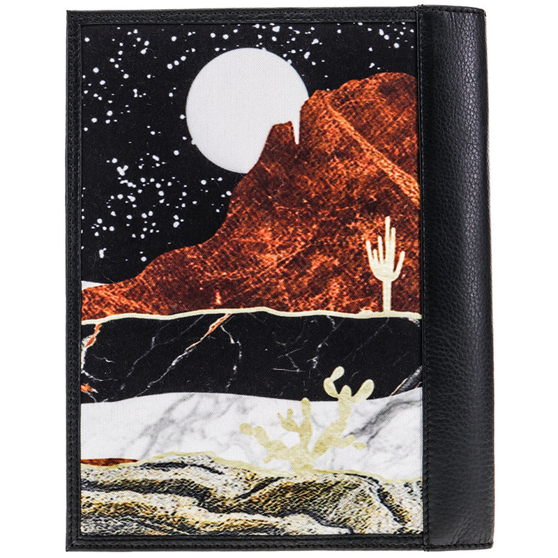 "Desert Nights" Leather Notebook Cover Black/Brown Desert Night Pattern