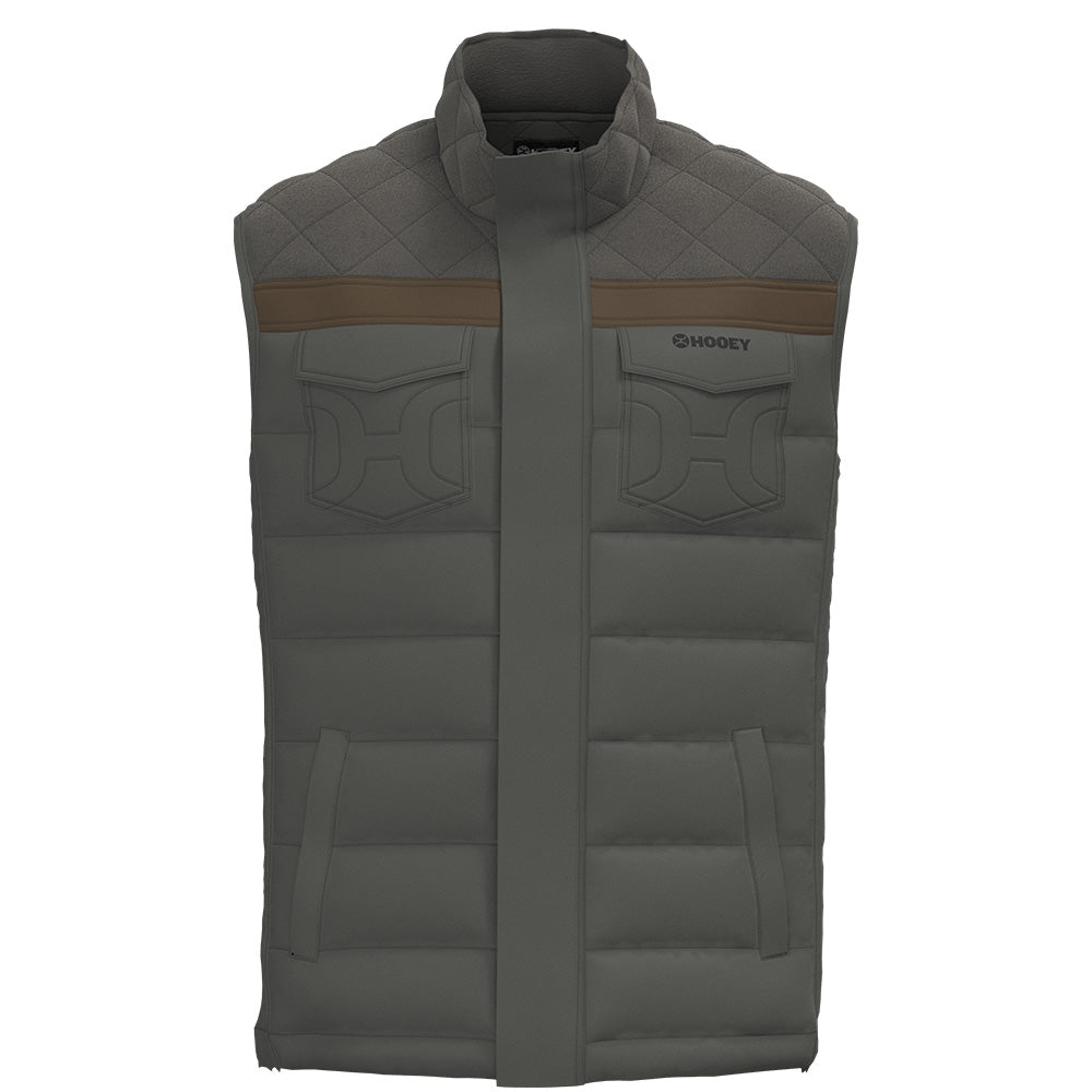Youth "Banff" Puffer Vest Grey w/ Brown accents