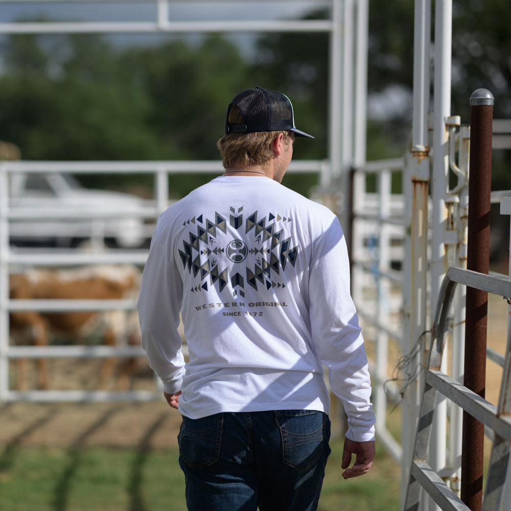 "Eldorado" Long Sleeve T-shirt White w/Black & Tan Logo