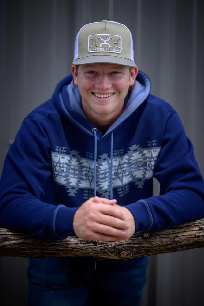 "Legendary Hoody" Navy Blue w/White & Grey Aztec