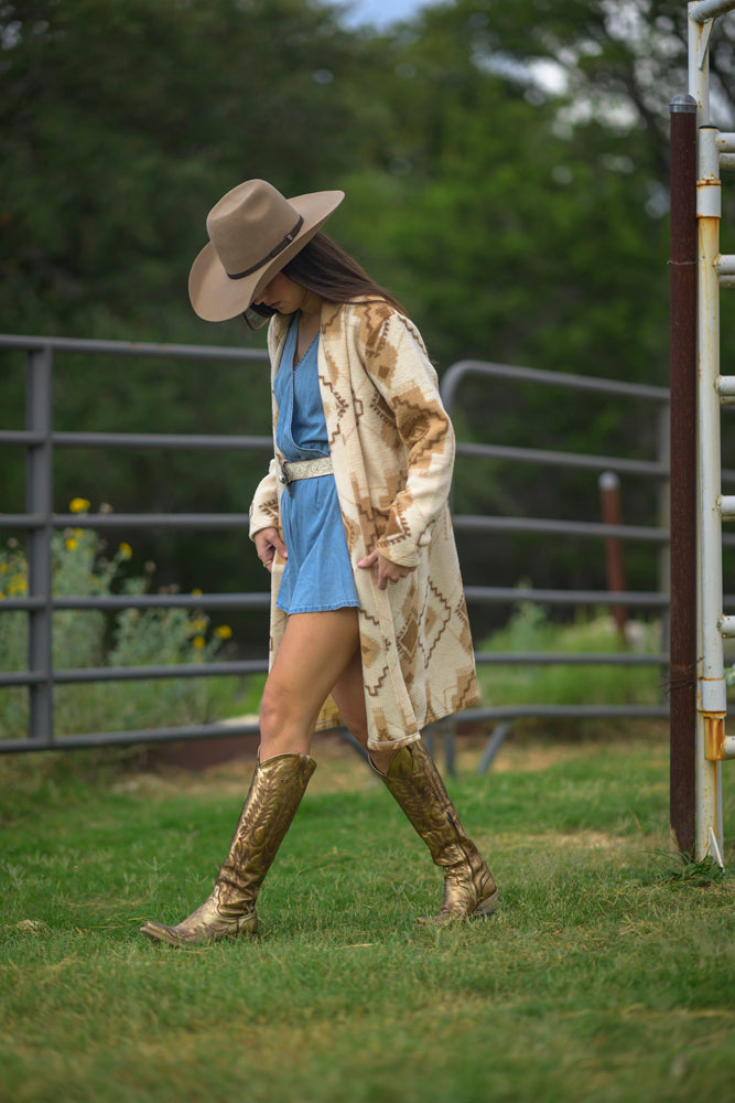 "Driskill" Duster Cream/Aztec