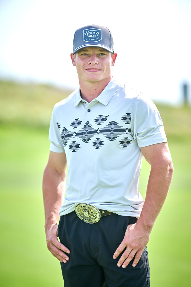 "The Weekender" Polo Grey/Black with Aztec