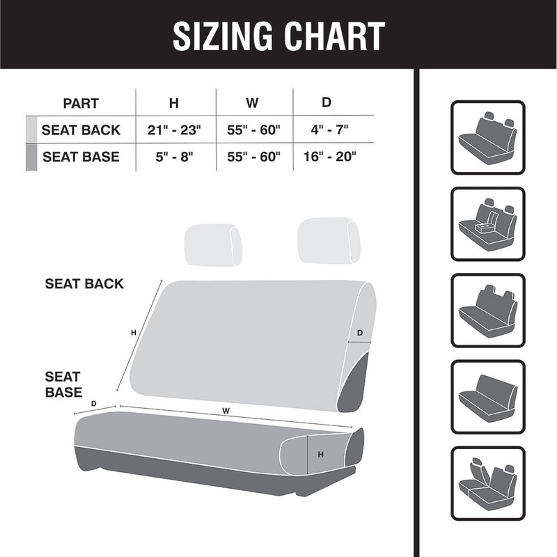 Hooey Universal Bench Seat Cover Size Chart