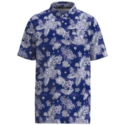 royal blue Hooey, golf polo with white floral pattern