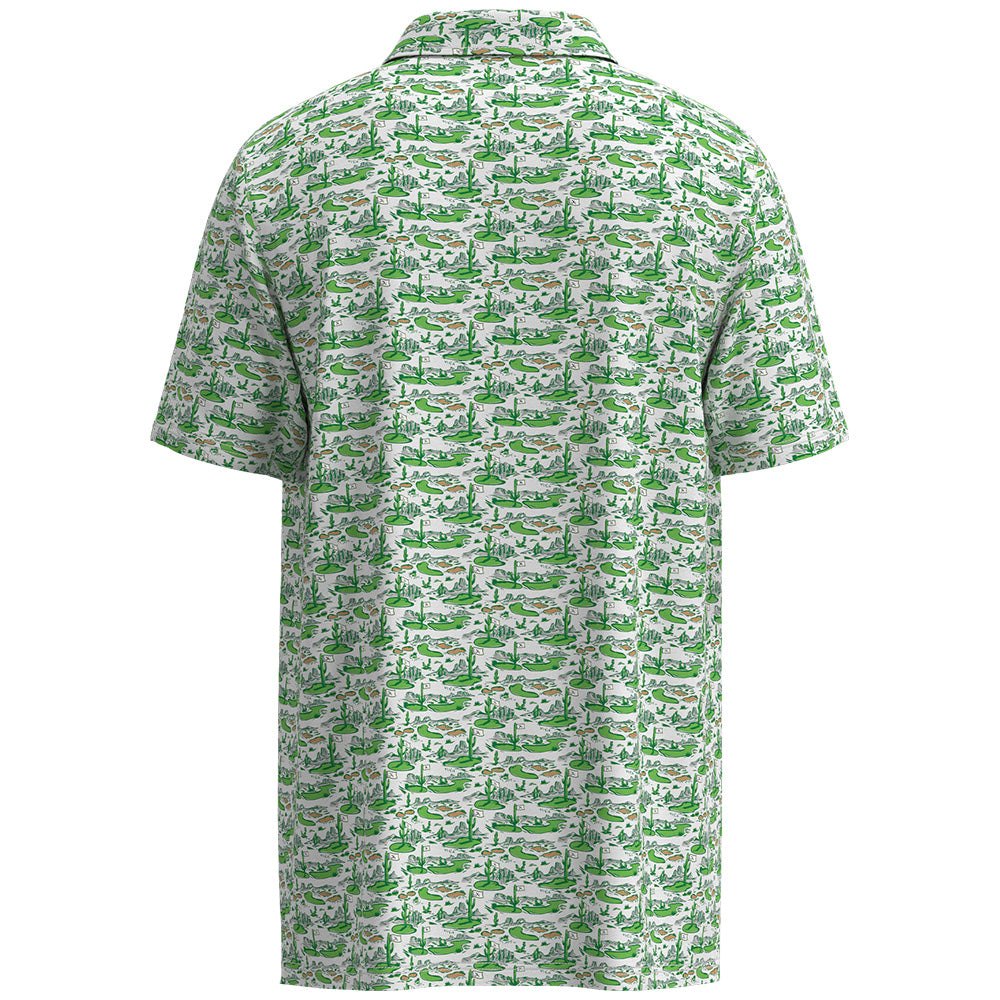 "The Weekender" Polo White/Green Hooey Hills Print