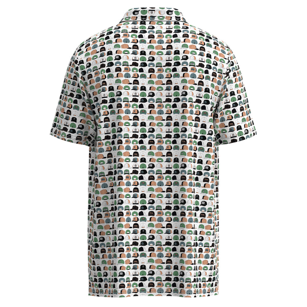 "The Weekender" Polo  White w/ Multi-Color Hooey Hats Print