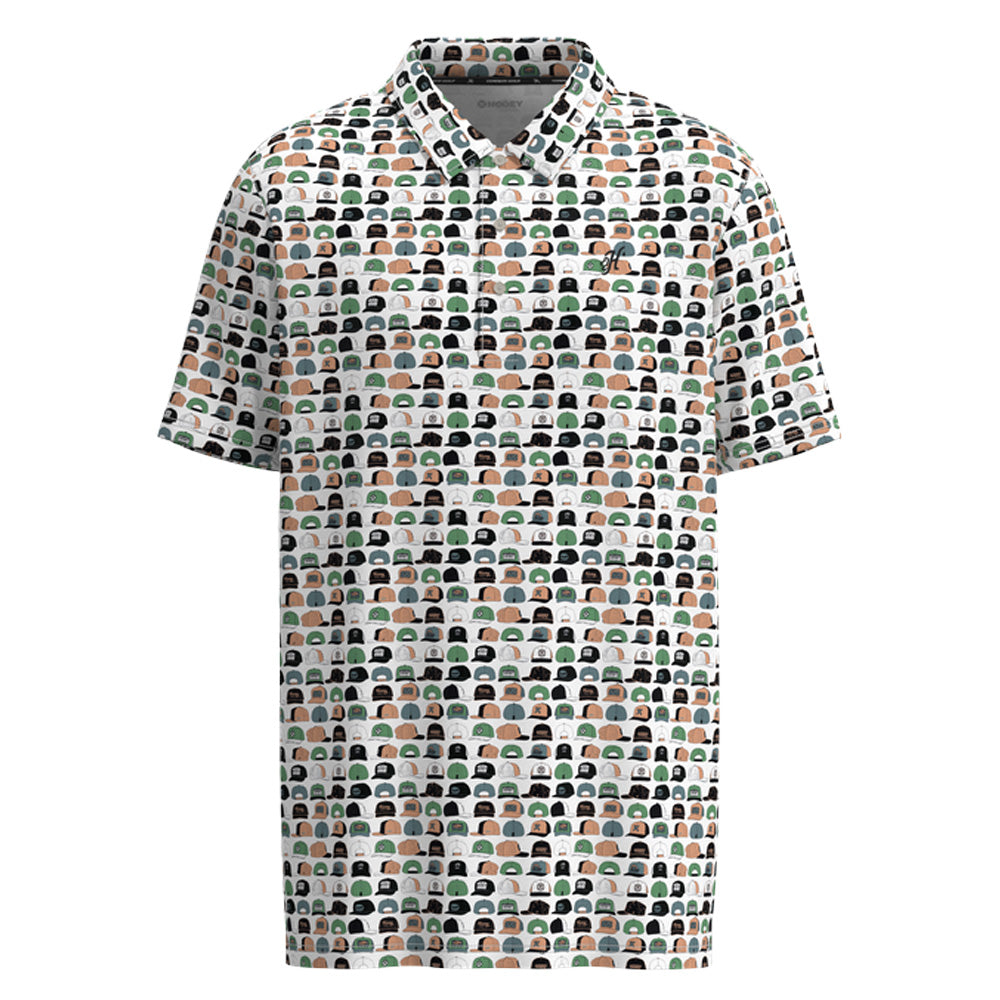"The Weekender" Polo  White w/ Multi-Color Hooey Hats Print