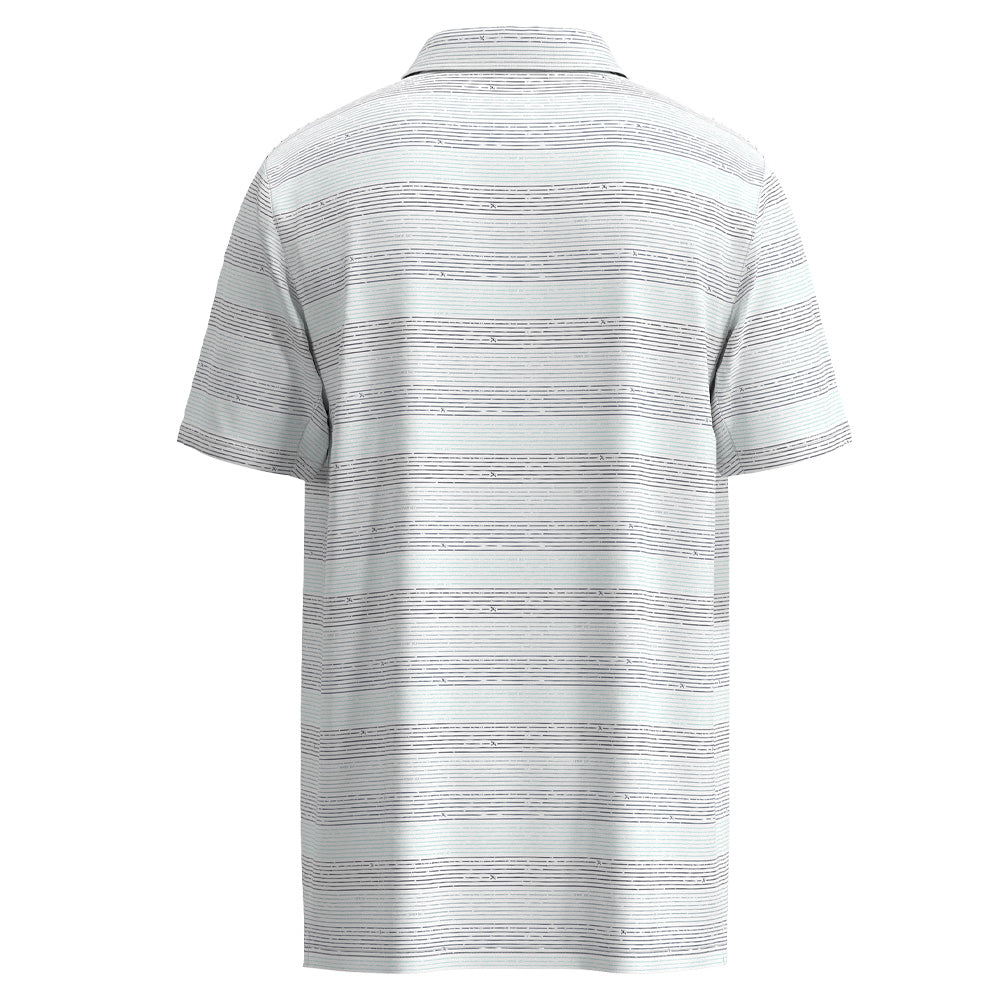"The Weekender" Polo White w/ Blue Stripe Pattern