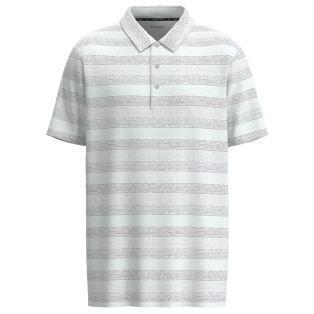 "The Weekender" Polo White w/ Blue Stripe Pattern
