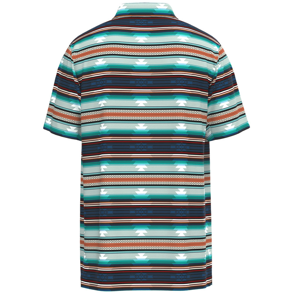 "The Drive" Polo Red & Blue Striped w/Aztec