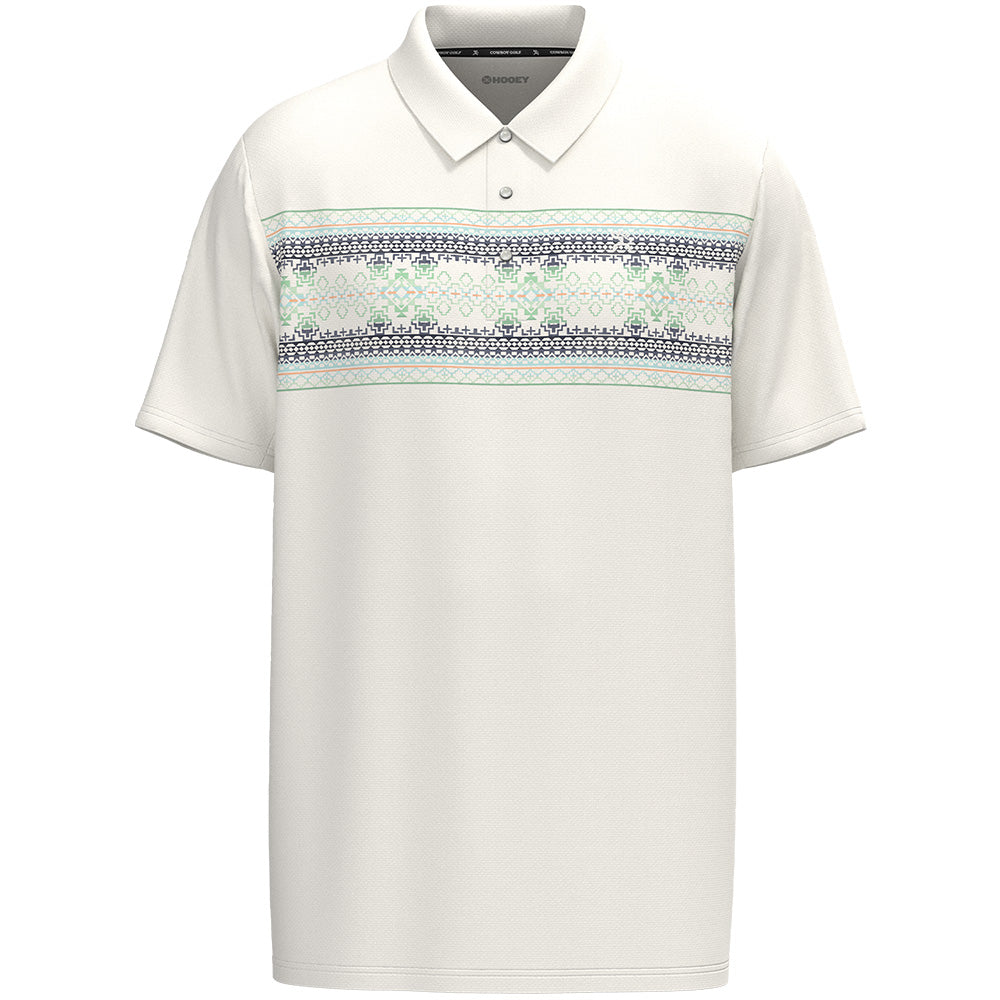 "The Drive" Polo Cream w/ Multi-Color Aztec