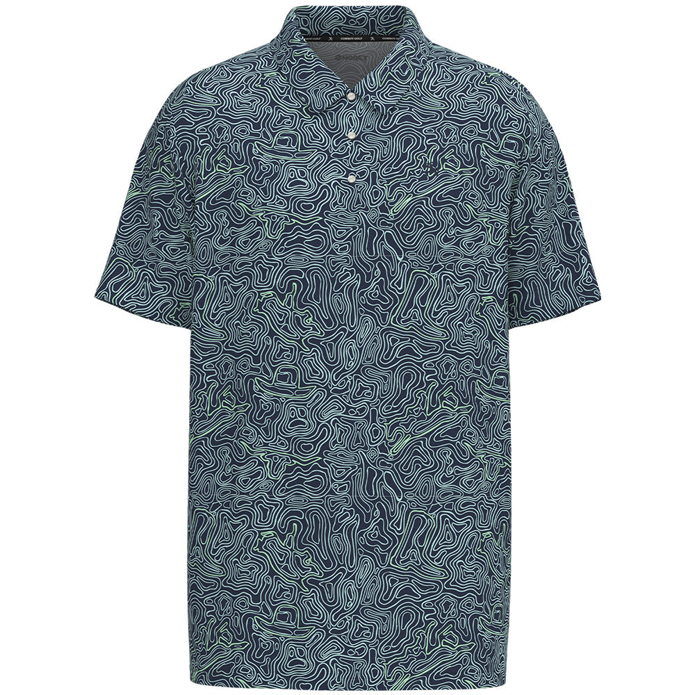 "The Drive" Polo Cloud Blue w/Topography Lines