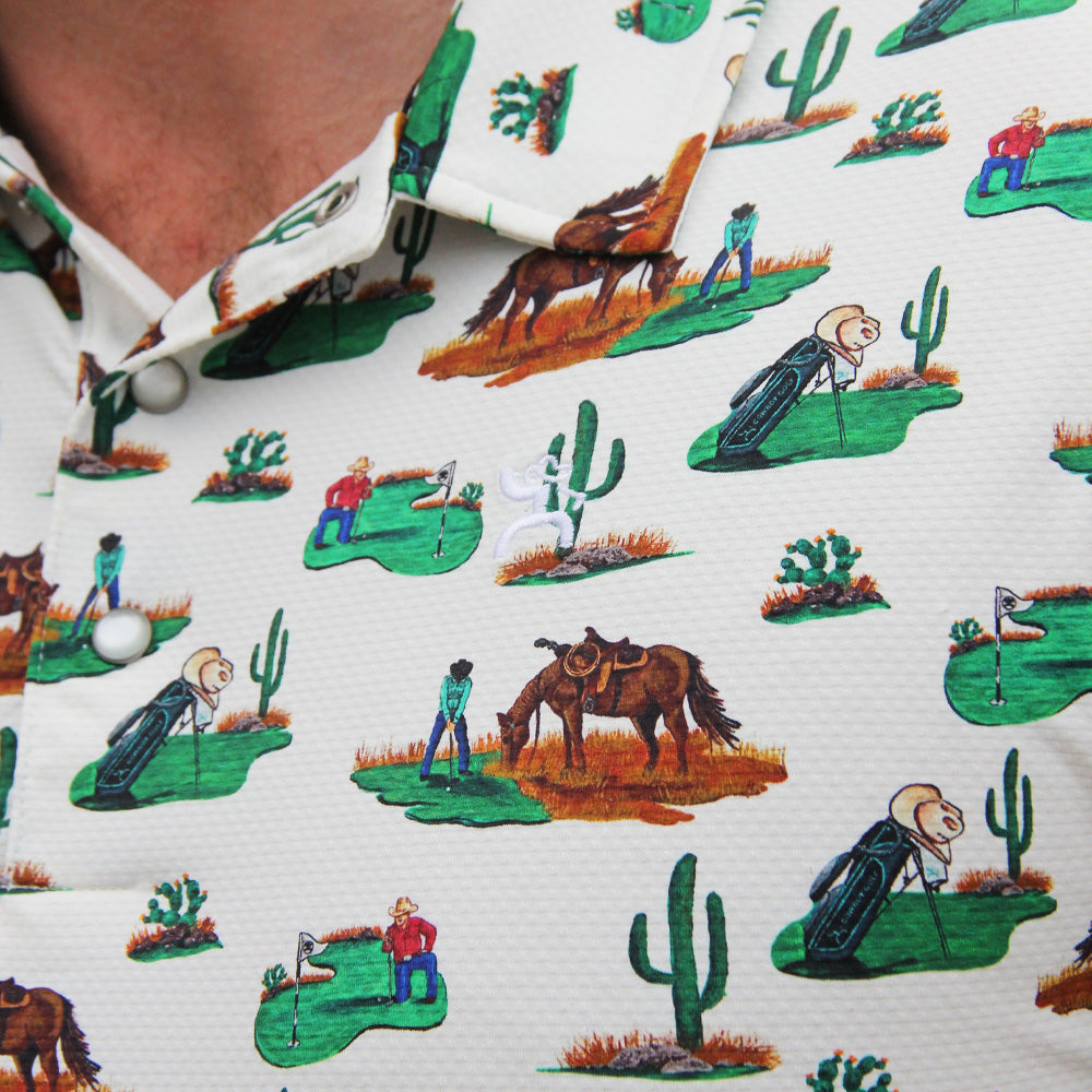 "The Drive" Polo White /Green Cowboy Golf Course