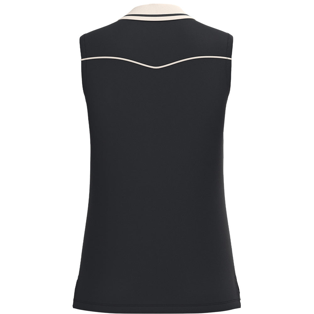 "Alice" Sleeveless Polo Black /Cream