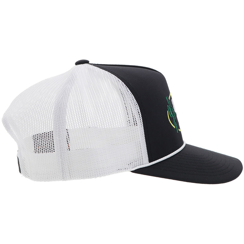 "CR106" Cactus Ropes Hat Black/White w/Stitching