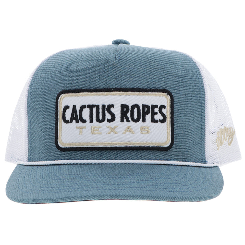 YOUTH "CR117"  Cactus Ropes Hat Teal/White w/ Rectangle Patch