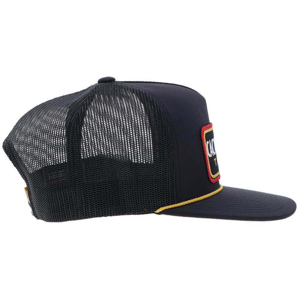 "CR118" Cactus Ropes Hat Black/Yellow w/ Rectangle Patch