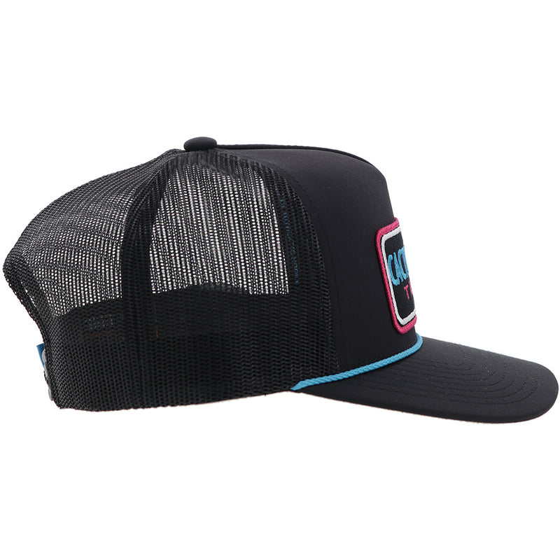 "CR103" Cactus Ropes Hat Black w/Pink/Blue Patch