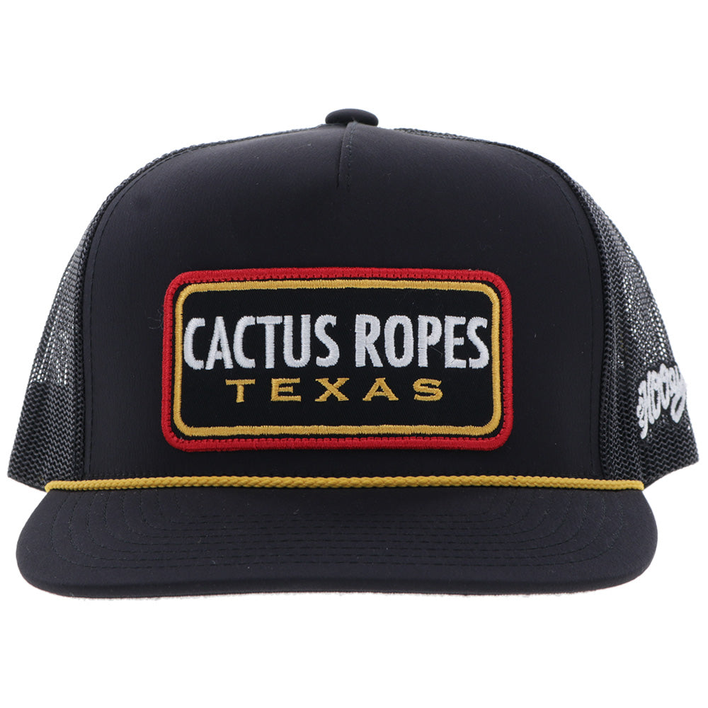 "CR118" Cactus Ropes Hat Black/Yellow w/ Rectangle Patch