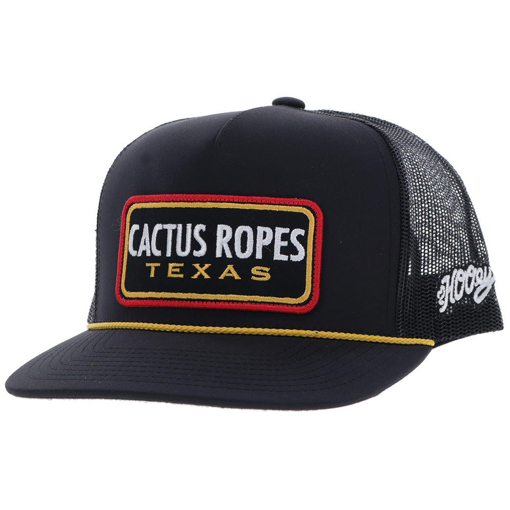 "CR118" Cactus Ropes Hat Black/Yellow w/ Rectangle Patch