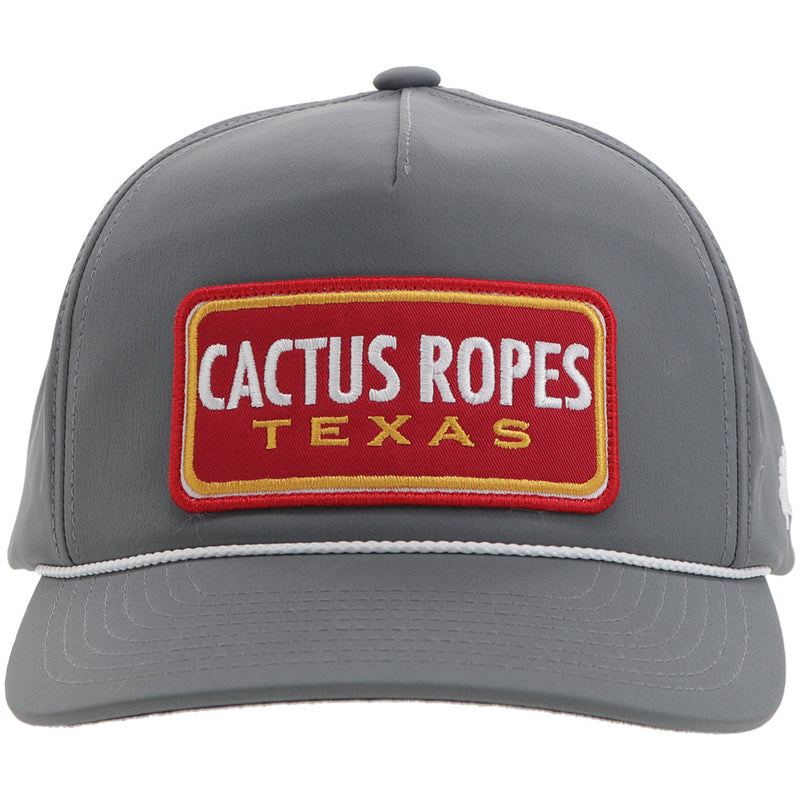 "CR105" Cactus Ropes Hat Grey w/ Red/White Patch