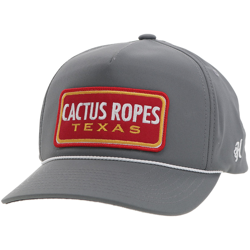 "CR105" Cactus Ropes Hat Grey w/ Red/White Patch