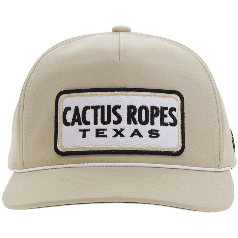 "CR104" Cactus Ropes Hat Tan w/Black/White Patch