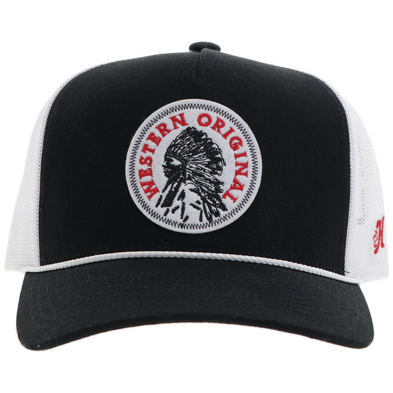 "Quanah" Hat Black/White w/Red/White Patch