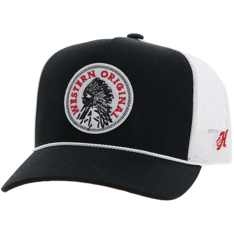 "Quanah" Hat Black/White w/Red/White Patch