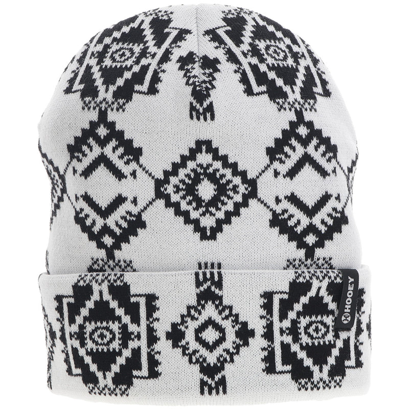 "Hooey Beanie" White w/Black Aztec