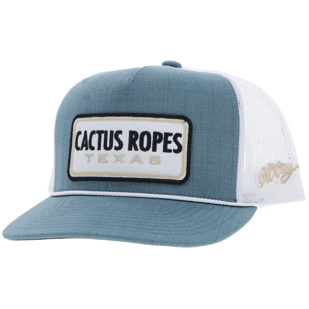 YOUTH "CR117"  Cactus Ropes Hat Teal/White w/ Rectangle Patch