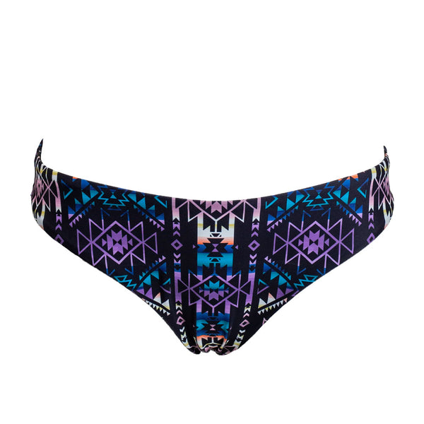 black, blue, purple Aztec pattern, women's swim wear bottoms