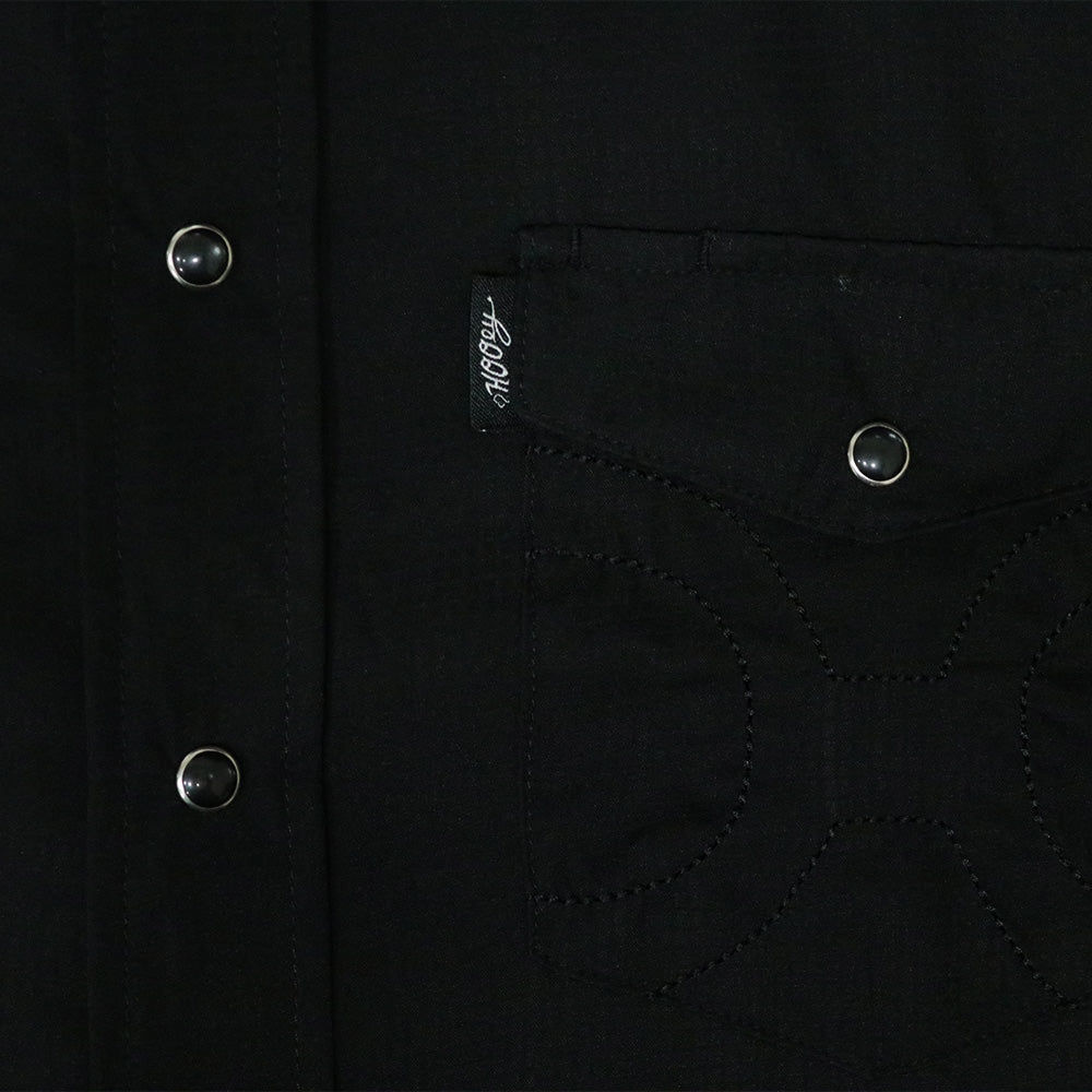 Youth "Sol" Black Short Sleeve Pearl Snap Shirt