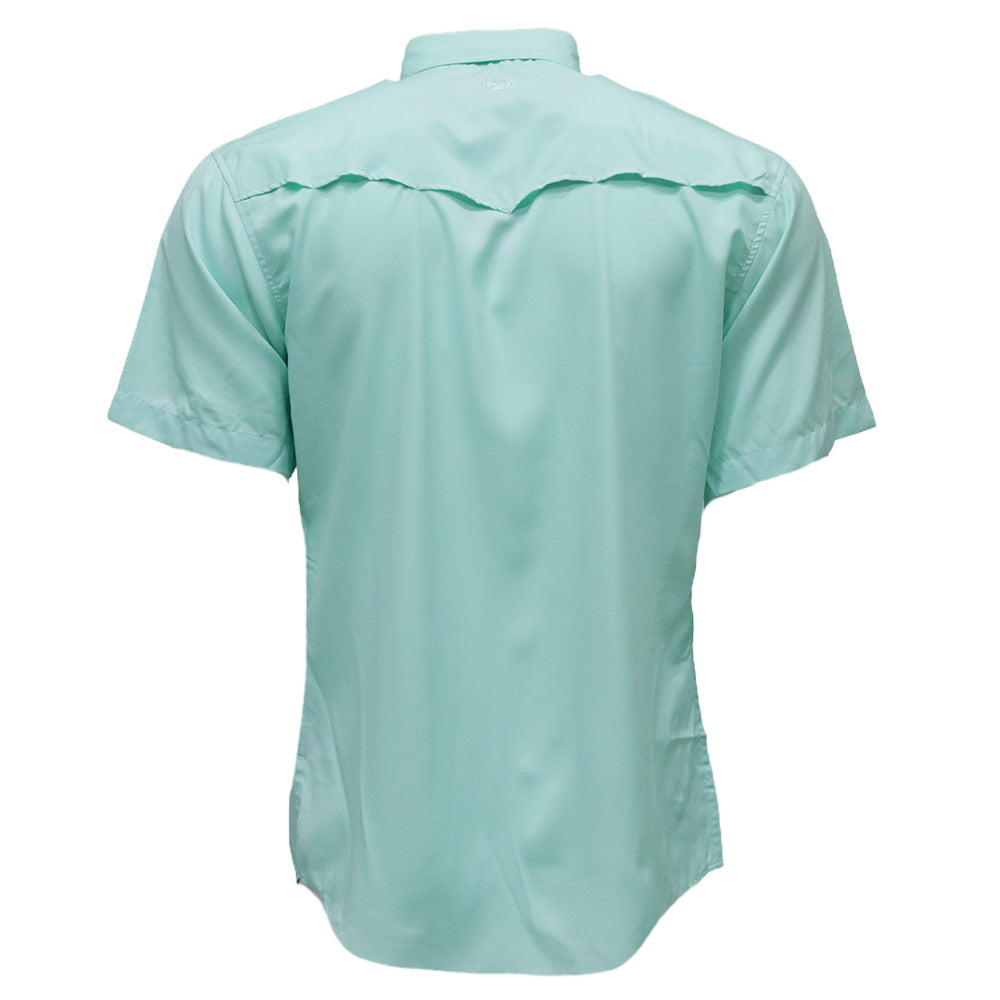 "Sol" Sea Foam Short Sleeve Pearl Snap Shirt