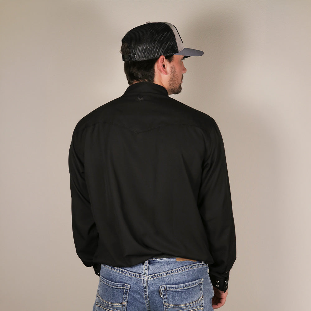 "Sol" Black Long Sleeve Pearl Snap Shirt