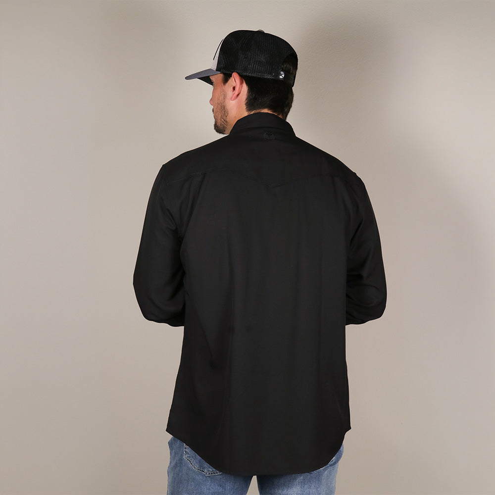 "Sol" Black Long Sleeve Pearl Snap Shirt
