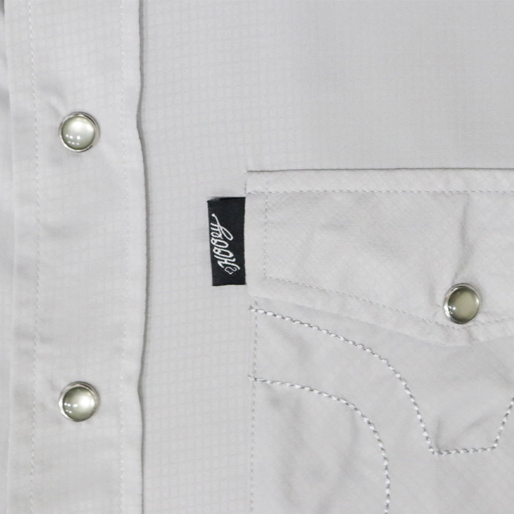 "Sol" Grey Long Sleeve Pearl Snap Shirt