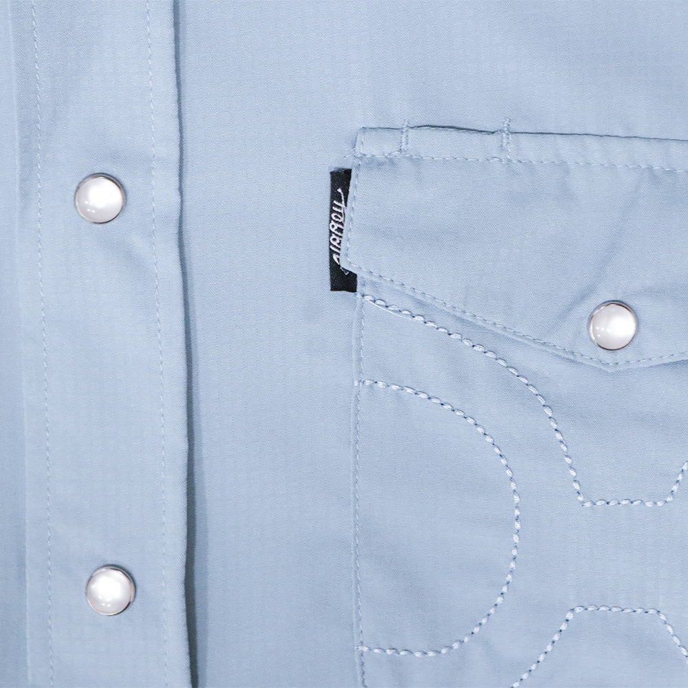 Youth "Sol" Ashley Blue Long Sleeve Pearl Snap Shirt