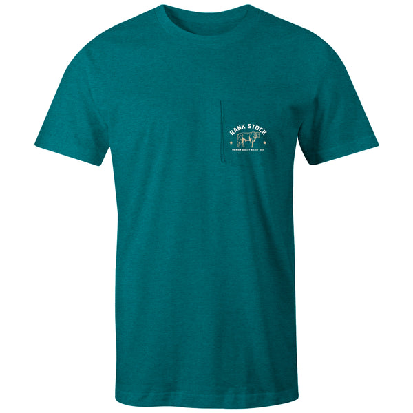 "Charbray" Teal Heathered Rank Stock Logo T-shirt
