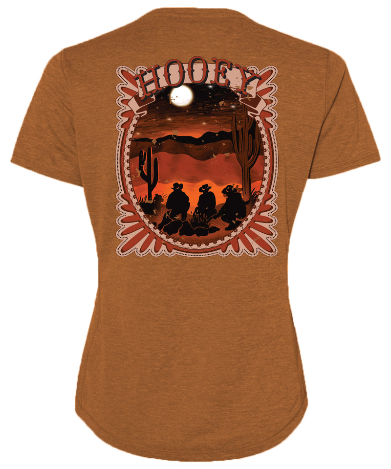Fireside Sienna heather t-shirt with scenic artwork