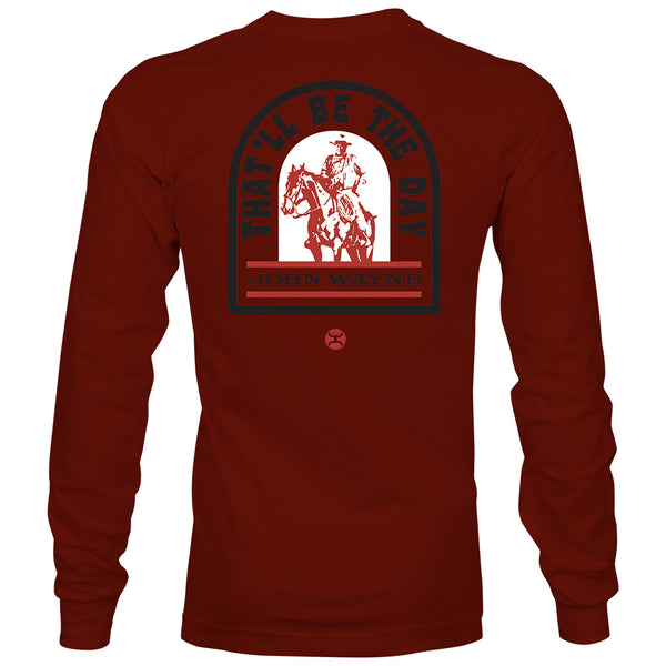 "John Wayne" Long Sleeve T-shirt Crimson