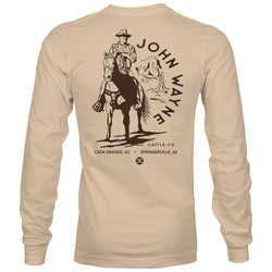 "John Wayne" Long Sleeve T-shirt Tan w/Horse Logo