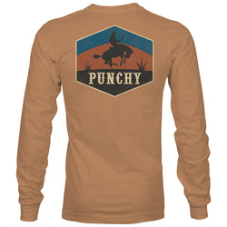 "Ranchero" Long Sleeve T-shirt Sienna Heather w/Orange & Blue Logo