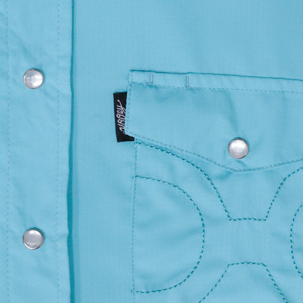 Youth "Sol" Blue Short Sleeve Pearl Snap Shirt