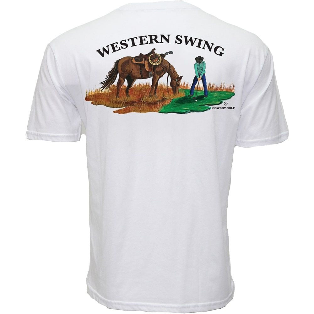 "Western Swing" White Cowboy Golf T-shirt