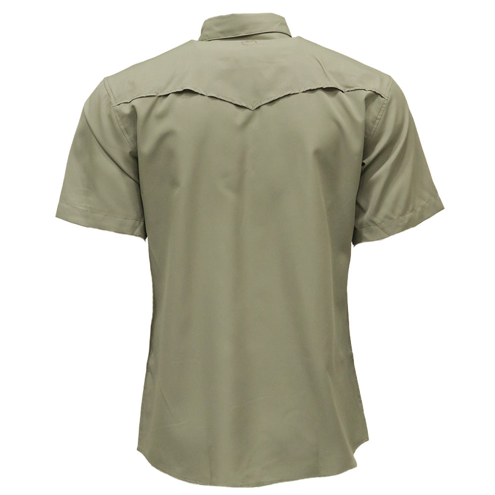 YOUTH "Sol" Olive Green Short Sleeve Pearl Snap Shirt