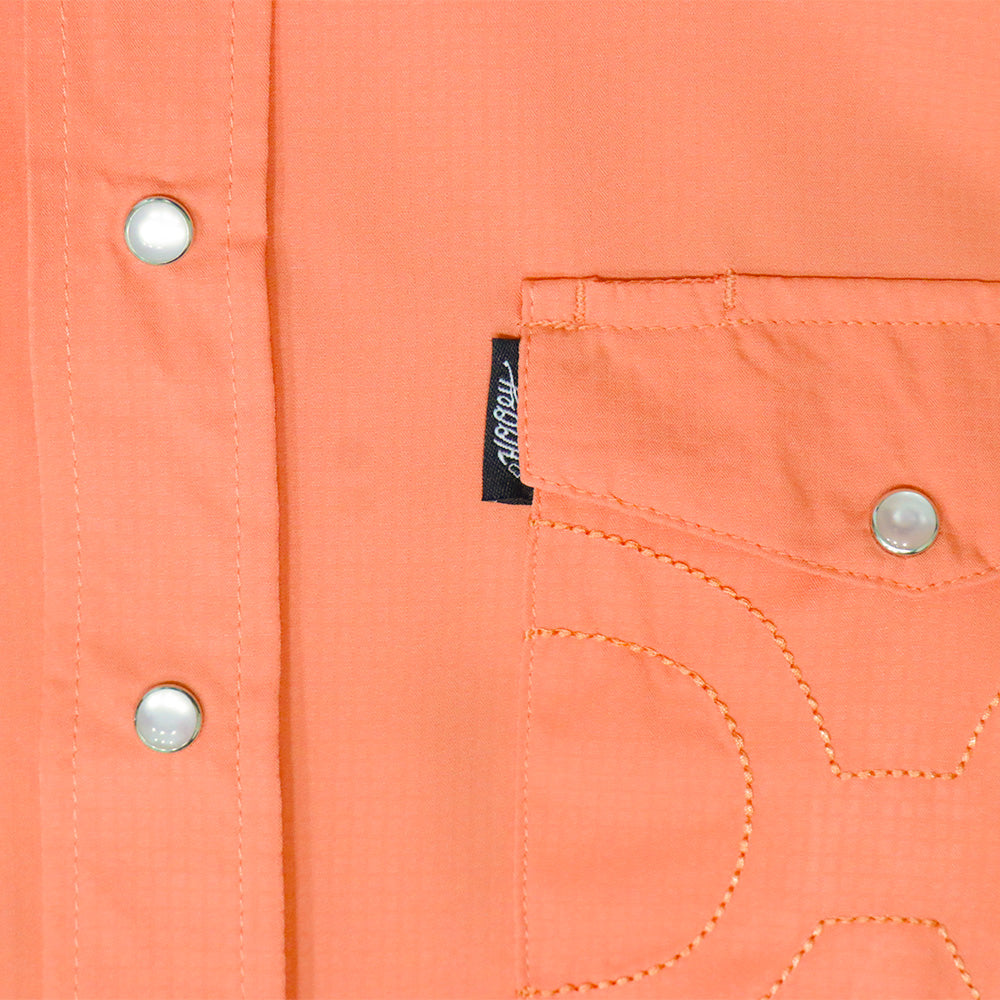 YOUTH "Sol" Orange Short Sleeve Pearl Snap Shirt
