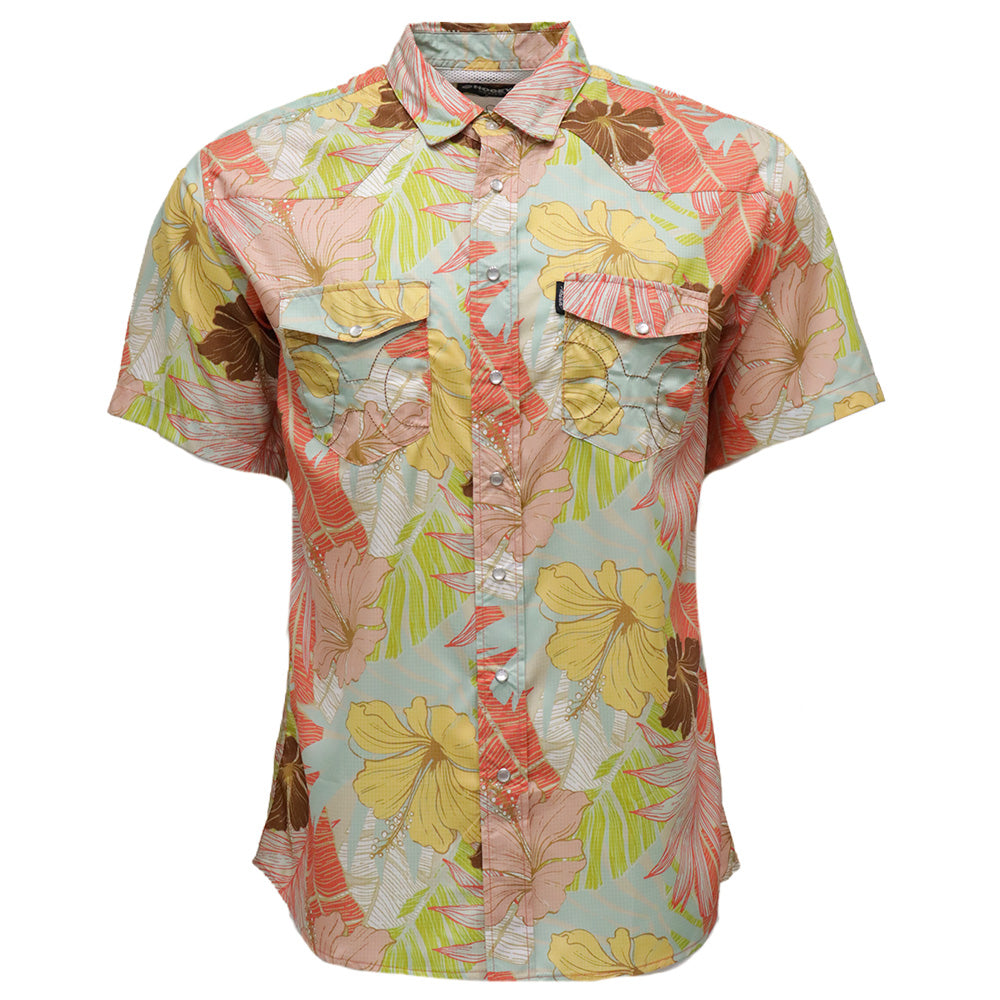 YOUTH "Sol" Multi Color Floral Short Sleeve Pearl Snap Shirt