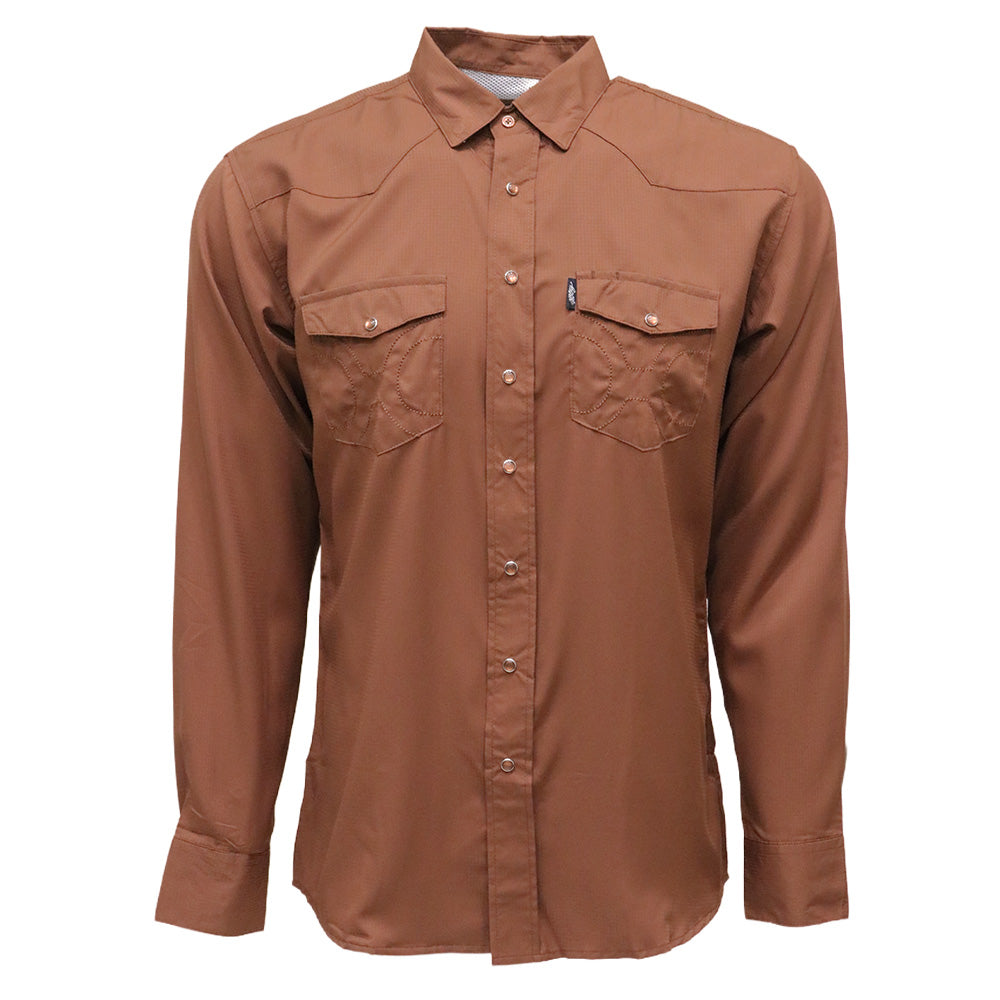 "Sol" Brownout Long Sleeve Pearl Snap Shirt